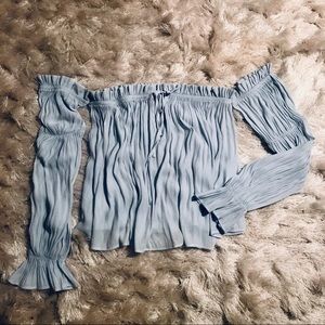 Baby Blue Off The Shoulder Top